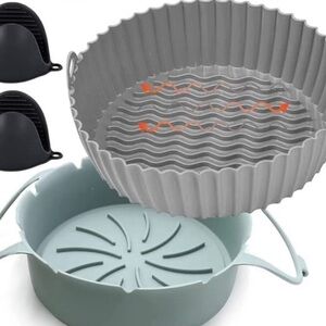 Silicone Air fryer Basket Set - Gray and Black